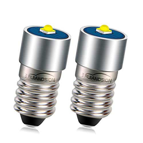 Ruiandsion 2 Stück E10 LED Lampe 3V 3W 2525 1SMDWeiße LED Ersatzlampe Upgrade für Scheinwerfer Taschenlampen Taschenlampe von Ruiandsion