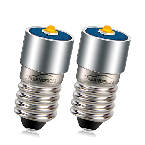 Ruiandsion 2 Stück E10 LED Lampe 4.5V 3W 3000K Warmweiße LED Ersatzlampe Upgrade für Scheinwerfer Taschenlampen Taschenlampe von Ruiandsion