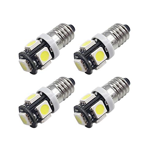 Ruiandsion 4 Stück E10 LED Lampe 12V Weiß 5050 5SMD LED-Ersatzlampe Upgrade für Scheinwerfer Taschenlampen Taschenlampe von Ruiandsion