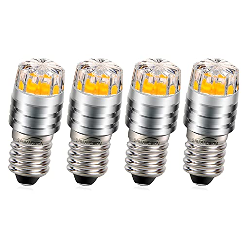 Ruiandsion 4pcs E10 LED Birne 6V COB 2W Upgrade Ersatz für Taschenlampe Fahrrad Rücklichter, Gelb von Ruiandsion