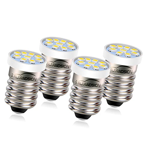 Ruiandsion 4pcs E10 Schraubsockel LED-Glühbirne 3V Warmweiß 2016 9SMD Ersatz für 2 Zellen C&D Taschenlampen Taschenlampe Arbeitsleuchten, negative Erde von Ruiandsion