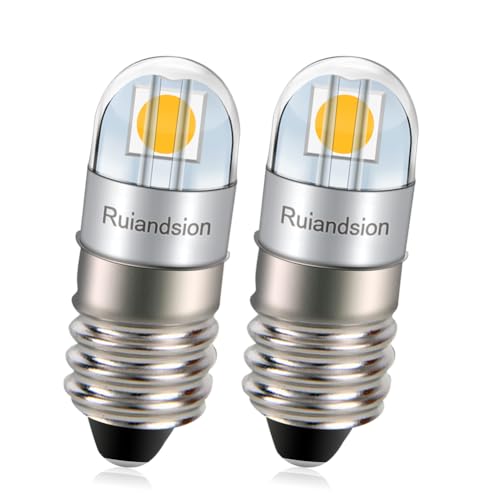 Ruiandsion E10 LED Birne 3030 2SMD Chip 4.5V Nicht Polarität 200LM Warm White LED Birne Ersatz für Taschenlampen Fackel Arbeitsleuchten Pack von 2 von Ruiandsion