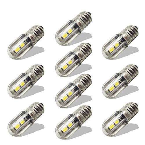 Ruiandsion E10 LED-Glühbirne 220V 230V AC Energiesparende LED-Anzeigelampe E10 Schraubsockel 3030 4SMD Chipsätze LED Upgrade Glühbirne, Weiß(10er Pack) von Ruiandsion