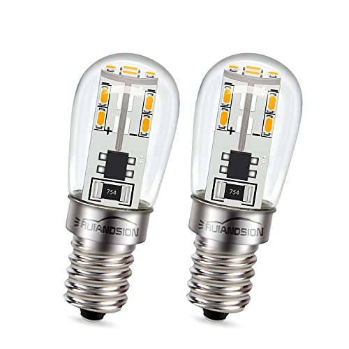 Ruiandsion 2er Pack E12 10-30V LED Glühbirne, Warmweiß, 20 SMD Chipsets, 2W, 3000K, E12 Schraubsockel, für Eismaschine, Wasserspender, Salzlampe uvm. von Ruiandsion