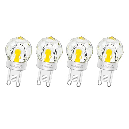 Ruiandsion G9 LED Glühbirne 220V - 240V AC 3W Ersatz für 28W 33W G9 Halogen Glühbirne 300LM Weiß G9 Diamond Shaped Glühbirne für Kronleuchter Heimbeleuchtung, nicht dimmbar (4er Pack) von Ruiandsion