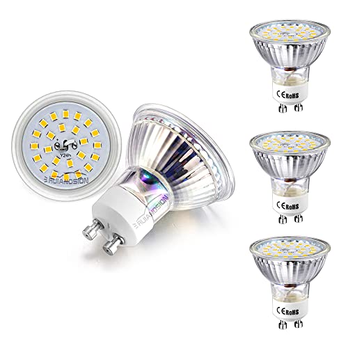 Ruiandsion GU10 LED Glühbirnen 85-265V Tageslicht weiß 5000K 2835 24SMD 400 Lumen 4W LED Glühbirne Ersatz für Spotlight Einbau-Schienenbeleuchtung, nicht dimmbar - Packung mit 5 Ruiandsion GU10 LED Glühbirnen 85-265V Tageslicht weiß 5000K 2835 24SMD 400 Lumen 4W LED Glühbirne Ersatz für Spotlight Einbau-Schienenbeleuchtung, nicht dimmbar - Packung mit 5 von Ruiandsion