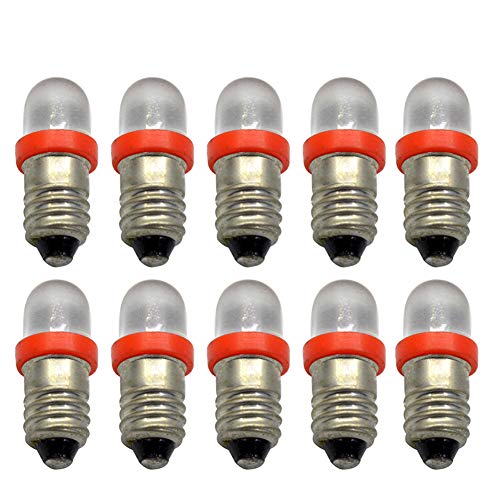Ruiandsion LED-Taschenlampen-Leuchtmittel, 6 V, E10, Mini-Lampen, weiß/blau/rot/grün/gelb, E10-Sockel, 10 Stück (rot) von Ruiandsion