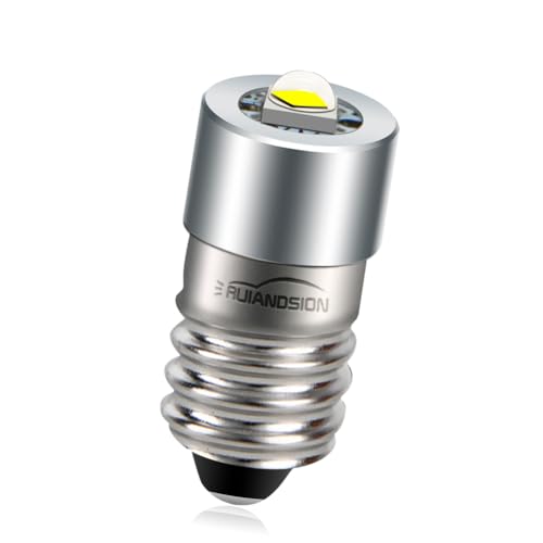 Ruiandsion LED Taschenlampen Glühbirne Upgrade E10 Base DC 3-24V 3030 LED Ersatzlampe für Taschenlampen Arbeitsfackel oder Fahrrad (1er Pack) von Ruiandsion