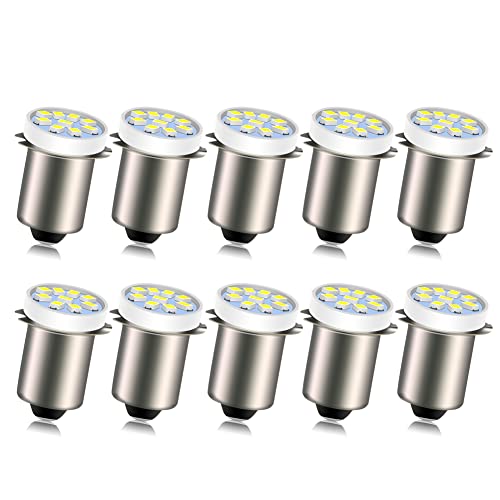 Ruiandsion P13.5S LED-Taschenlampenbirne Weiß 18V 2016 9SMD Ersatz für 12 Zellen Taschenlampen Taschenlampe Arbeitslicht, nicht polarisiert (10er Pack) von Ruiandsion