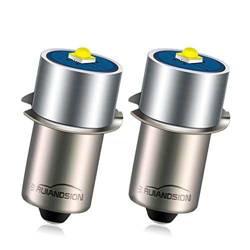 Ruiandsion Upgrade LED Taschenlampe (2er Pack) 3W 6-24V 200LM P13.5S 2525 LED Ersatzlampe für DEWALT Fackelwerkzeug Laterne Arbeitsglühlampen Ersatz, unpolar von Ruiandsion