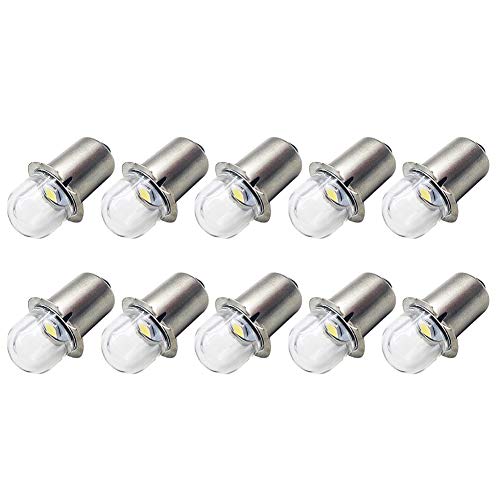 Ruiandsion Upgrade LED Taschenlampe 18V P13.5S Sockel Weiß LED Lampen Ersatz für Scheinwerfer Taschenlampe Taschenlampen (10er Pack) von Ruiandsion