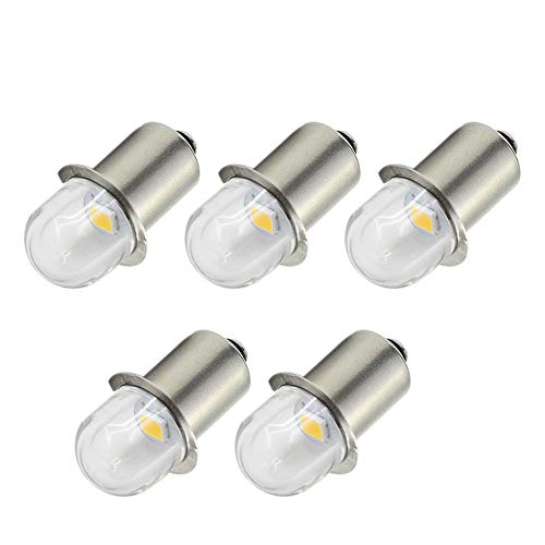 Ruiandsion Upgrade LED Taschenlampen P13.5S Sockel Warmweiße LED Lampen 3V Ersatz für Scheinwerfer Taschenlampen-Taschenlampen, unpolar (5er Pack) von Ruiandsion