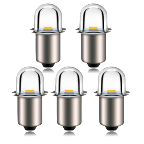 Ruiandsion Upgrade LED Taschenlampen P13.5S Sockel Warmweiße LED Lampen 3V Ersatz für Scheinwerfer Taschenlampen-Taschenlampen, unpolar (5er Pack) von Ruiandsion