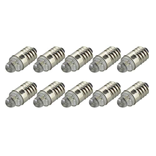 Ruiandsion LED-Birne, 3 V, E10, SMD, weiß, für Taschenlampe, Taschenlampe, Negative Erde, 10 Stück von Ruiandsion