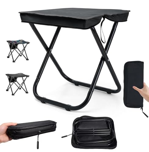Ruiaqer Klapphocker,Klapphocker Faltbar,30cm Campinghocker Tragbarer,XL Hochwertiges Oxford-gewebe & Stahl,TragfäHigkeit 120 Kg,Mini-Klapphocker,Mit rutschfesten Beschlägen,für Reisen Wandern Garten von Ruiaqer
