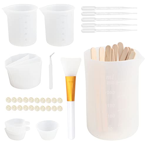 Ruicaifu Silikon Messbecher Set, 250&100ml Mischbeche/Farbbecher/Dosierbecher/Epoxidharz Zubehör Silikon Split Becher Set für DIY Harzgießen Epoxidharz Formen Wachsen von Ruicaifu