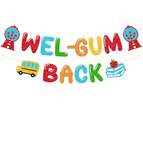 Wel-Gum Back Banner Welcome Back to School Dekorationen Goodbye Summer Hello School Hintergrund Einschulung Pinnwand Dekor Wel-Gum Back Banner Welcome Back to School Dekorationen Goodbye Summer Hello School Hintergrund Einschulung Pinnwand Dekor von Ruicenbabiii