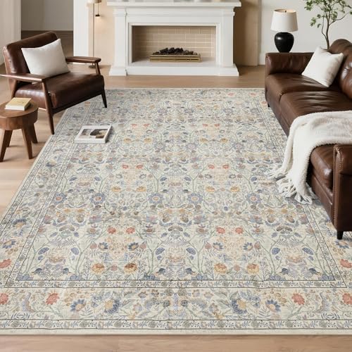 Ruicharm Waschbarer Wohnzimmerteppich: 12,7 x 17,8 cm, Boho-Blumenmuster, weicher Teppich für Schlafzimmer, Vintage, niedriger Flor, dünner Teppich für Esszimmer, rutschfest, schmutzabweisend Ruicharm Waschbarer Wohnzimmerteppich: 12,7 x 17,8 cm, Boho-Blumenmuster, weicher Teppich für Schlafzimmer, Vintage, niedriger Flor, dünner Teppich für Esszimmer, rutschfest, schmutzabweisend von Ruicharm