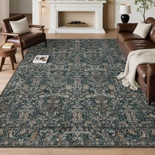 Ruicharm Waschbarer Wohnzimmerteppich: 12,7 x 17,8 cm, Boho-Blumenmuster, weicher Teppich für Schlafzimmer, Vintage, niedriger Flor, dünner Teppich für Esszimmer, rutschfest, schmutzabweisend Ruicharm Waschbarer Wohnzimmerteppich: 12,7 x 17,8 cm, Boho-Blumenmuster, weicher Teppich für Schlafzimmer, Vintage, niedriger Flor, dünner Teppich für Esszimmer, rutschfest, schmutzabweisend von Ruicharm