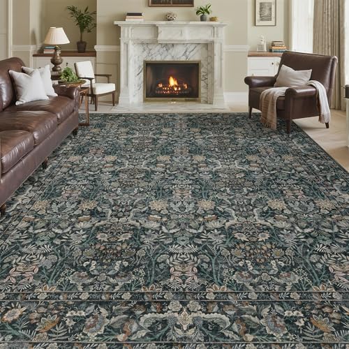 Ruicharm Waschbarer Wohnzimmerteppich: 20,3 x 25,4 cm, Boho-Blumenmuster, weicher Teppich für Schlafzimmer, Vintage, niedriger Flor, dünner Teppich für Esszimmer, rutschfest, schmutzabweisend Ruicharm Waschbarer Wohnzimmerteppich: 20,3 x 25,4 cm, Boho-Blumenmuster, weicher Teppich für Schlafzimmer, Vintage, niedriger Flor, dünner Teppich für Esszimmer, rutschfest, schmutzabweisend von Ruicharm