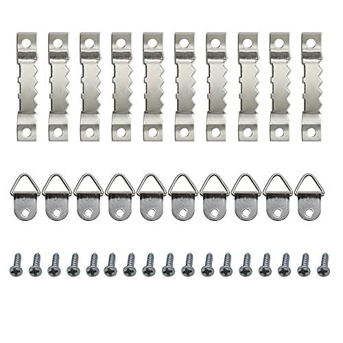 Ruidee 100 Stück Bilderhaken Set, Bilderrahmen , Prismatische Aufhänger, Gezackte Aufhänger, Dreieck Ring (Silber/XKZ) von Ruidee