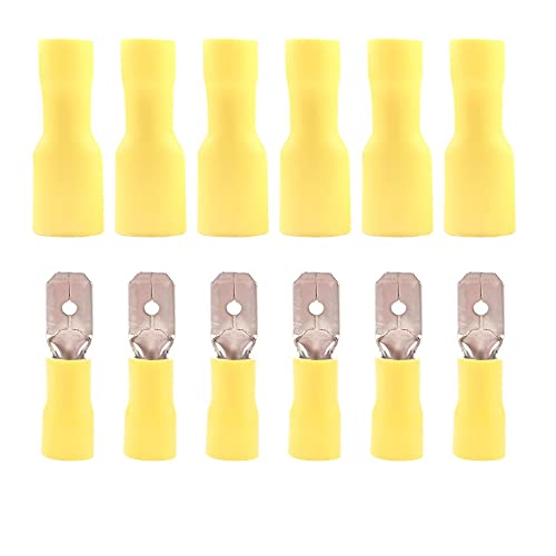 Ruidee 100 Stück Kabelschuhe Flachstecker und Flachsteckhülsen Quetschverbinder 12-10 AWG (DPSY) von Ruidee