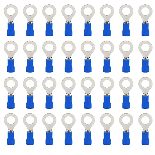 Ruidee 100 Stück Ringkabelschuhe Elektrische Verbinder M8 PVC Öse Ring Isolierte Kabelschuhe Gelb Kupfer Verbinder Terminal für den Anschluss von Kabeln, Drähten (PRB8) von Ruidee