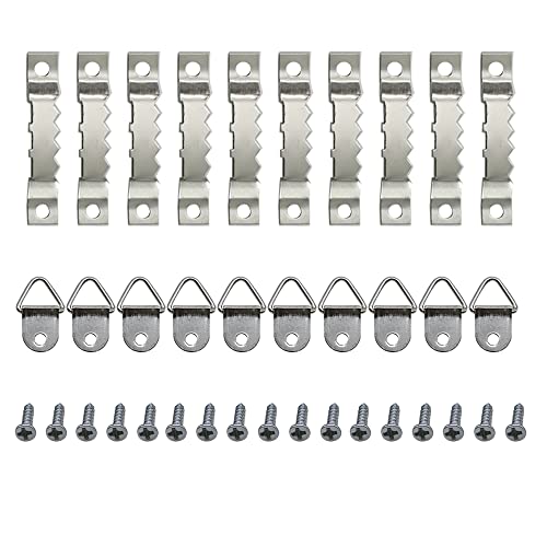 Ruidee 100pcs Bilderhaken Set, Bilderrahmen Aufhänger, Prismatische Aufhänger, Gezackte Aufhänger, Dreieck Ring Aufhänger(Silber) von Ruidee