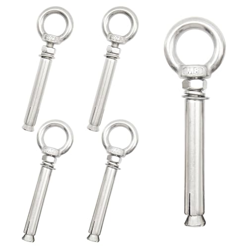 Ruidee 5 Stück Edelstahl Ringschraube Anker M8x90mm Dehnschraube Mit Ring Erweiterung Bolzen Augenschraube Anchor Eye Bolt Expansion Screw für Bauwerke aus Beton und Mauerwerk (PZ-LS/M8*90MM) von Ruidee