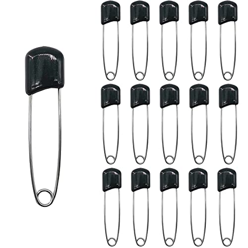 Ruidee 50 Stück 2,2 Zoll Windelnadeln Sicherheitsnadeln Kunststoff Kopf Windeln Nadeln mit Verriegeln Verschluss (Schwarz) von Ruidee