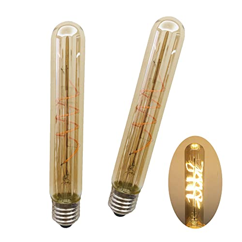 Ruihua 2Stück T30 7W Dimmbare Edison LED Glühbirne 185MM Röhrenförmige Bernstein Glas Beleuchtung Warmweiß 2700K 700LM Vintage Retro Lampe Schraubverschluss E27 von Ruihua