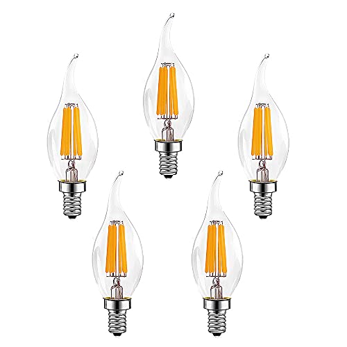 Ruihua E14 6W Dimmbare LED Lampen(Entspricht 60W Halogenbirne) 600LM Warmweiß 2700K Retro Kerzenbirne C35 kleine Energiesparende Edison Spirale Glühbirne,5 Stück von Ruihua