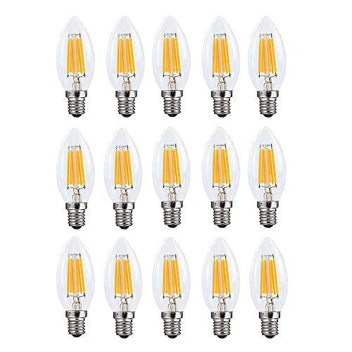 Ruihua E14 6W Dimmbare Warmweiß 2700K LED Filament Glühbirne,600LM Retro Kerzenbirne C35 Kleine Energiesparende Edison Spirale LED Lampen,15 Stück von Ruihua