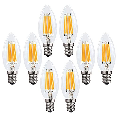 Ruihua E14 6W Dimmbare Warmweiß 2700K LED Filament Glühbirne (Entspricht 60W Halogenbirne) 600LM Retro Kerzenbirne C35 Kleine Energiesparende Edison Spirale LED Lampen,8 Stück von Ruihua