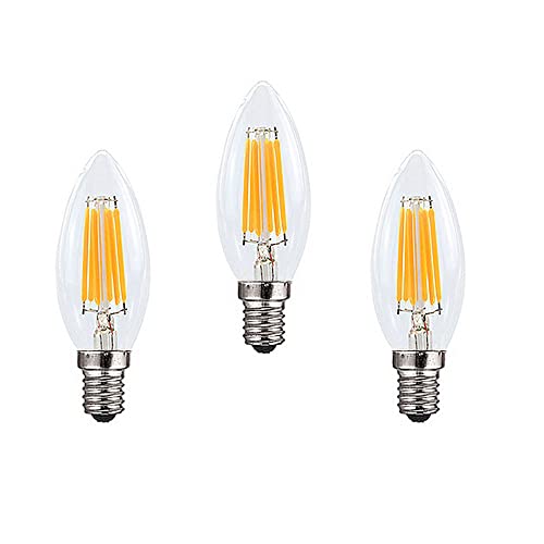 Ruihua E14 6W Dimmbare Warmweiß 2700K LED Filament Glühbirne (Entspricht 60W Halogenbirne) 600LM Retro Kerzenbirne C35 Kleine Energiesparende Edison Spirale LED Lampen,3 Stück von Ruihua