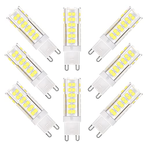 Ruihua G9 9W LED Glühbirne,Entspricht 85W Halogenlampe,6000K Kaltweiß,Nicht Dimmbar G9 Glühbirne 360° Abstrahlwinkel 850LM AC220-240V,8 Packungen von Ruihua