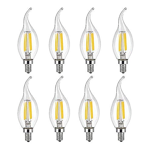 Ruihua LED-Leuchtmittel, E14, Warmweiß, 2700 K, 4 W (entspricht 40 W Halogen), C35, kleine Energiesparlampen, Vintage, Edison-Schraube, 400 lm, 8 Packungen von Ruihua