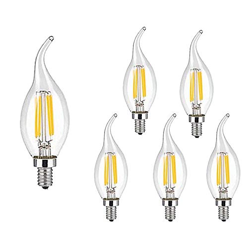 Ruihua LED-Leuchtmittel, E14, Warmweiß, 2700 K, 4 W (entspricht 40 W Halogen), C35, kleine Energiesparlampen, Vintage, Edison-Schraube, 400 lm, 6 Packungen von Ruihua