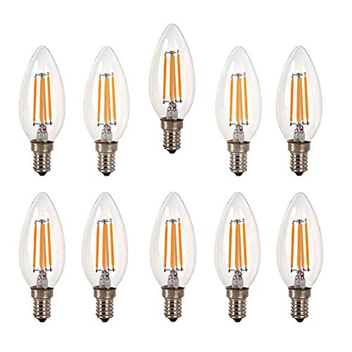 Ruihua Leuchtmittel mit Spitze E14, LED, warmweiß, 2700 K, 4 W (entspricht 40 W), 10 Packungen Retro-Glühbirnen, energiesparend, C35, kleine Edison-Schraube, 400 lm, nicht dimmbar von Ruihua