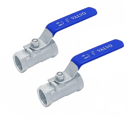 Kugelhahn, Innengewinde, 1/2" Mini kugelhahn aus Edelstahl 304 mit Hebelgriff, Manuell Absperrventil, Kugelventil,2er-Pack von Ruikcoll