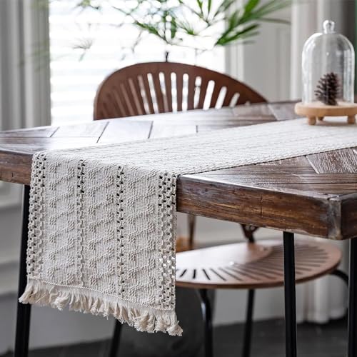 Makramee Tischläufer,Fransen Tischläufer,Quasten Tischläufer, Makramee Boho, Rechteckige Häkelspitze Mesh Tischdecke, für Hochzeit und Esstisch dekorativer Tischläufer, Beige, 30 x 120 cm Makramee Tischläufer,Fransen Tischläufer,Quasten Tischläufer, Makramee Boho, Rechteckige Häkelspitze Mesh Tischdecke, für Hochzeit und Esstisch dekorativer Tischläufer, Beige, 30 x 120 cm von Ruikcoll