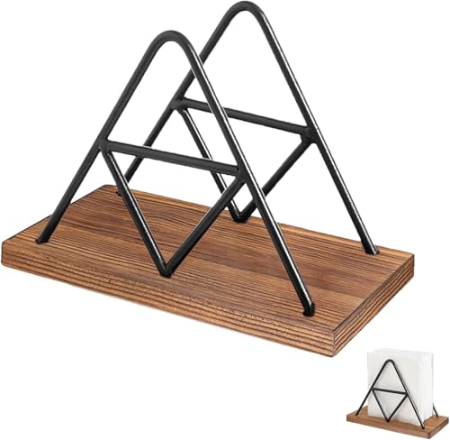 Serviettenhalter, Aufgestellte Servietten, Servietten aus metall und holz, Dreieckiger Serviettenhalter, Für Küche, Esszimmer Und Bar Dekoration, Schwarz von Ruikcoll