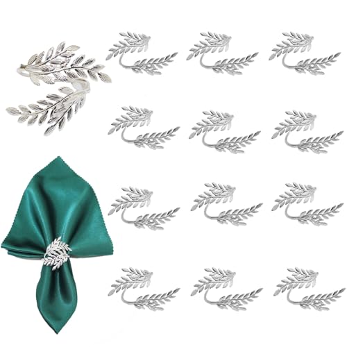12stk Servietten Ringe Silber, Weizen Blattförmige Aushöhlung Form Napkin Ring, Metall Serviettenschnallen, Serviettenring für Thanksgiving Hochzeitsfeier Familienessen Ostern Tischdekoration 12stk Servietten Ringe Silber, Weizen Blattförmige Aushöhlung Form Napkin Ring, Metall Serviettenschnallen, Serviettenring für Thanksgiving Hochzeitsfeier Familienessen Ostern Tischdekoration von Ruikdly