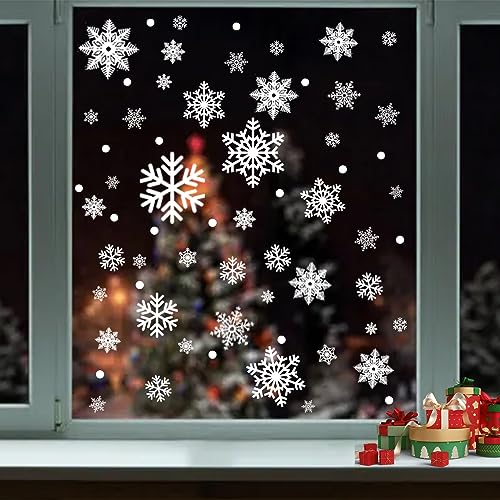 Fensterbilder Weihnachten 10 Stücke Fenstersticker Schneeflocken Fensterbilder Selbstklebend weiß Statisch Haftende PVC Aufkleber Christmas Window Stickers für Weihnachten Dekoration Fenster Türen von Ruikdly