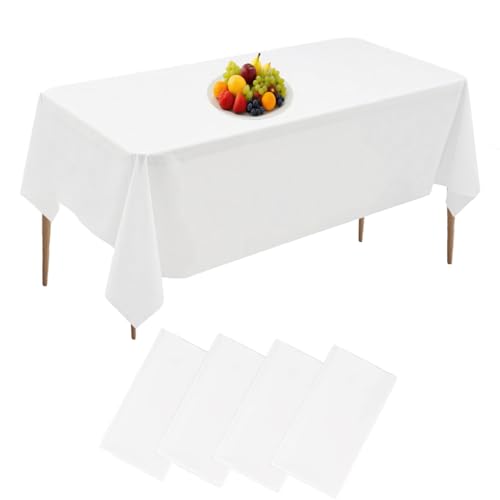 Ruikdly 4 Stück Tischdecke Weiß, Tischdecke Rechteckig 137 x 274 cm, tischdecke Biertisch, Weiße Tischdecken für Biertische, Abschlussfeiern, Hochzeiten und Andere Anlässe von Ruikdly