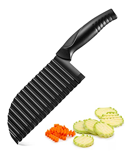 Ruikdly Wellenschneider, Wellenmesser Kartoffelschneider Messer Riffelmesser Edelstahl Pommesschneider für Pommes,Salat Gemüse und Butter von Ruikdly