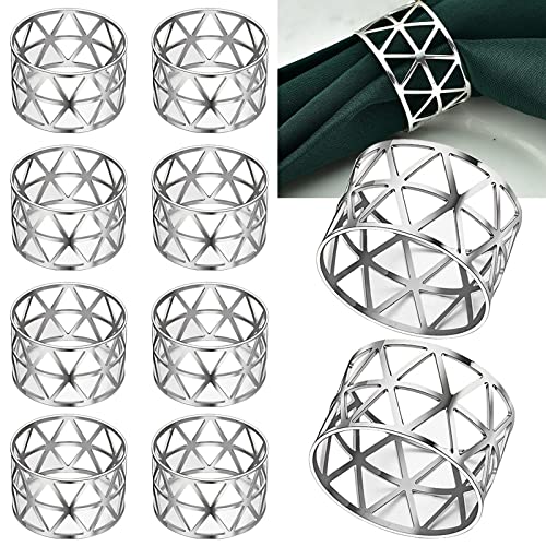 Ruikdly Serviettenringe Silber 10 Stück Hollow Out Metall Universal Tischdekoration Serviettenhalter Serviettenring, für Hochzeitsfeier Abendessen Jubiläum Urlaubs Party, 4*3, Y3a-1022 von Ruikdly