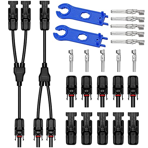 Solarstecker Solarpanel Stecker Photovoltaik Steckverbinder IP67 Solarkabel Y Verteiler Solar Connector Solar Photovoltaik Stecker Solar Verbinder mit 2 Stücke Schraubenschlüssel von Ruikdly