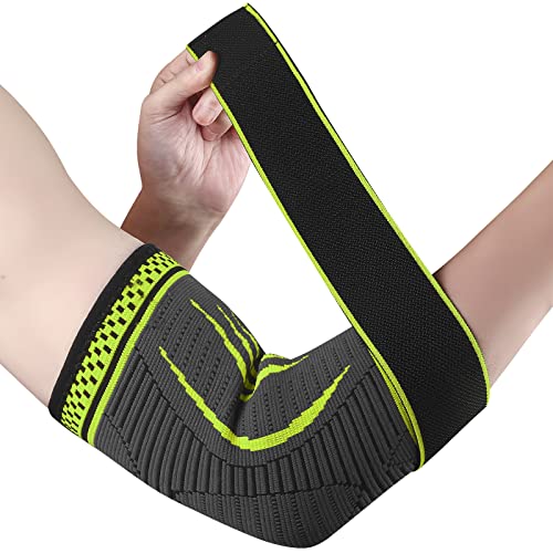 Ellenbogenbandage für Damen und Herren 1 Stücke Kompression Ellenbogen Bandage Einstellbar Ellenbogenstütze für Linke und Rechte Hand Tennis Ellbogen, Golf Ellbogen, Arthritis, Tendinitis (Grün, M) von Ruilala
