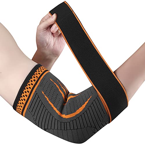 Ellenbogenbandage für Damen und Herren 1 Stücke Kompression Ellenbogen Bandage Einstellbar Ellenbogenstütze für Linke und Rechte Hand Tennis Ellbogen, Golf Ellbogen, Arthritis, Tendinitis (Orange, M) von Ruilala